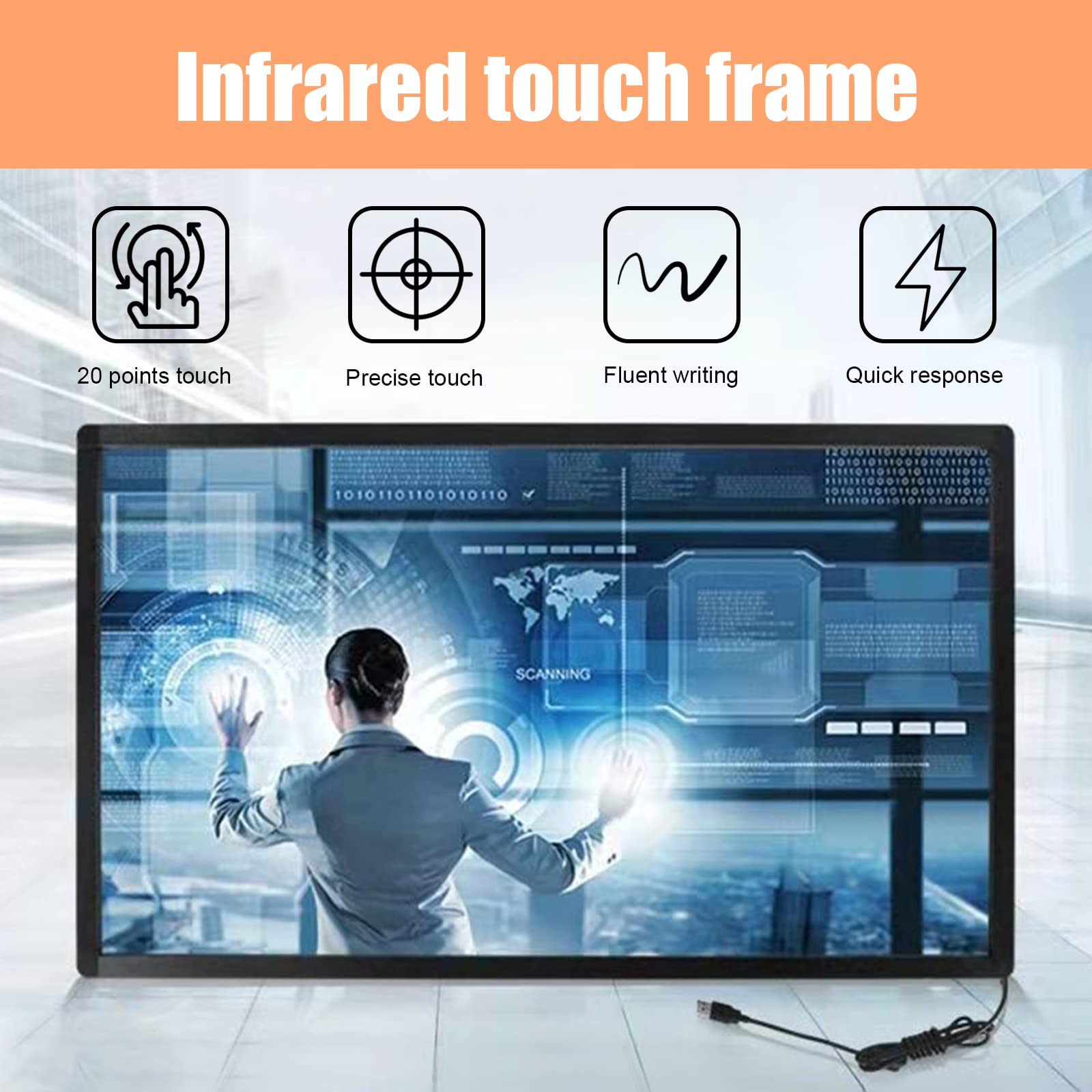 Senisway 43 Inch Interactive 20 Points Multi Touch Infrared Touch Screen Overlay, Ir Touch Screen Panel, Infrared Touch Frame Us